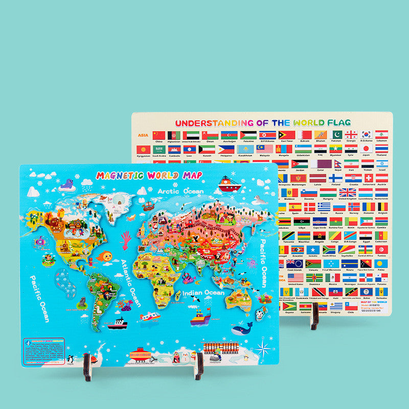 Children Educational Toys World Map Wooden