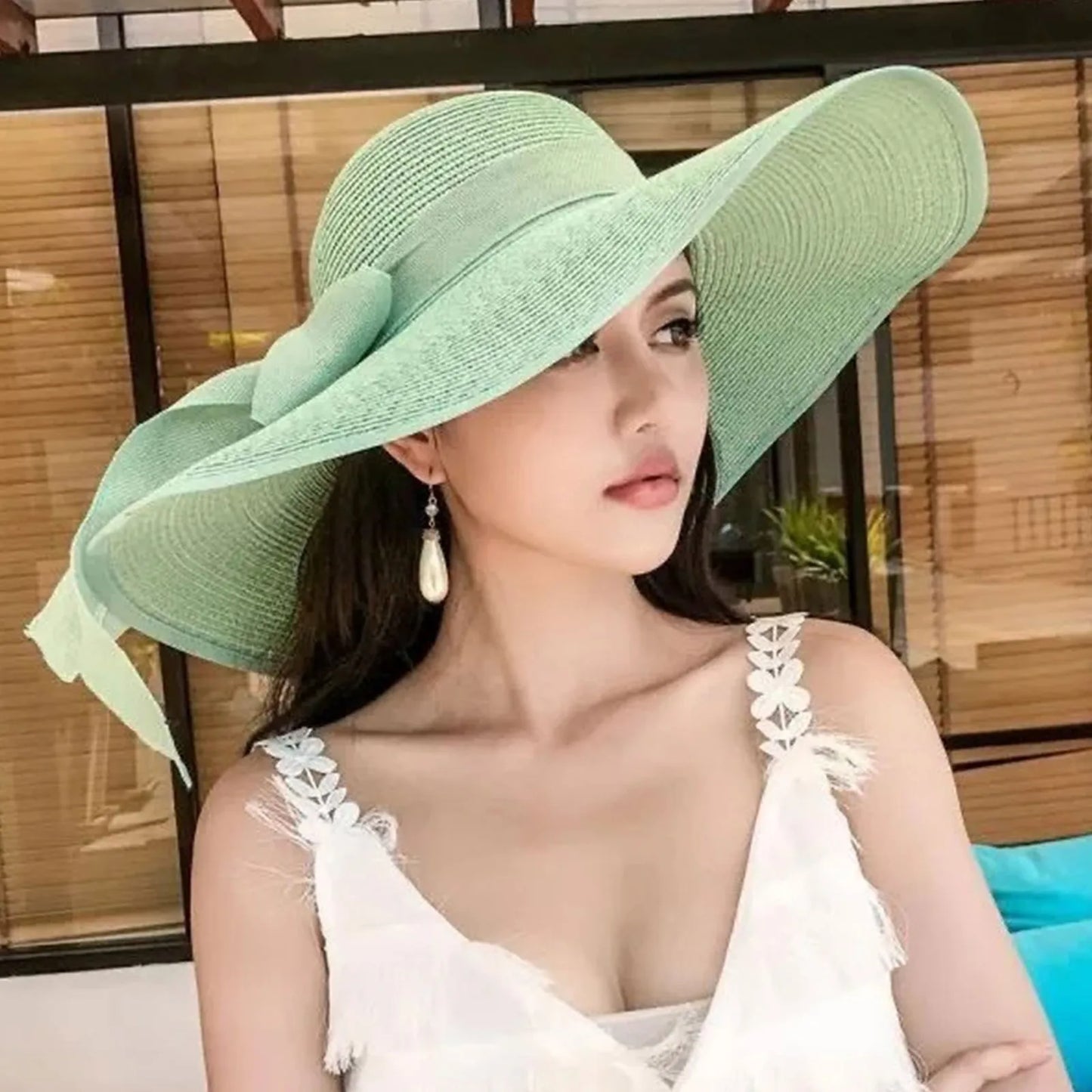 Oversized brim women's Sun Hat Fashion Bow tie beach sun hats Summer Large Brim Sun Protection Hat Vacation Fold Fisherman Cap
