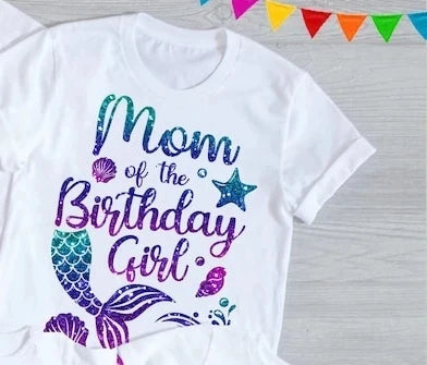 Fashion Mermaid Theme T Shirt Lovely Birthday Girl T-shirt Funny Family Matching Outfits Set Summer Women Men Cotton T shirt Top