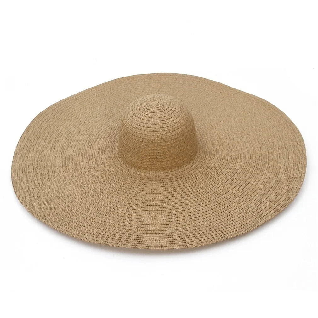 25CM Elegant Women Large Brim Sun Hat Outdoor Travel Hollow Out UV Protection Derby Hat Summer Straw Hat