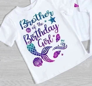 Fashion Mermaid Theme T Shirt Lovely Birthday Girl T-shirt Funny Family Matching Outfits Set Summer Women Men Cotton T shirt Top
