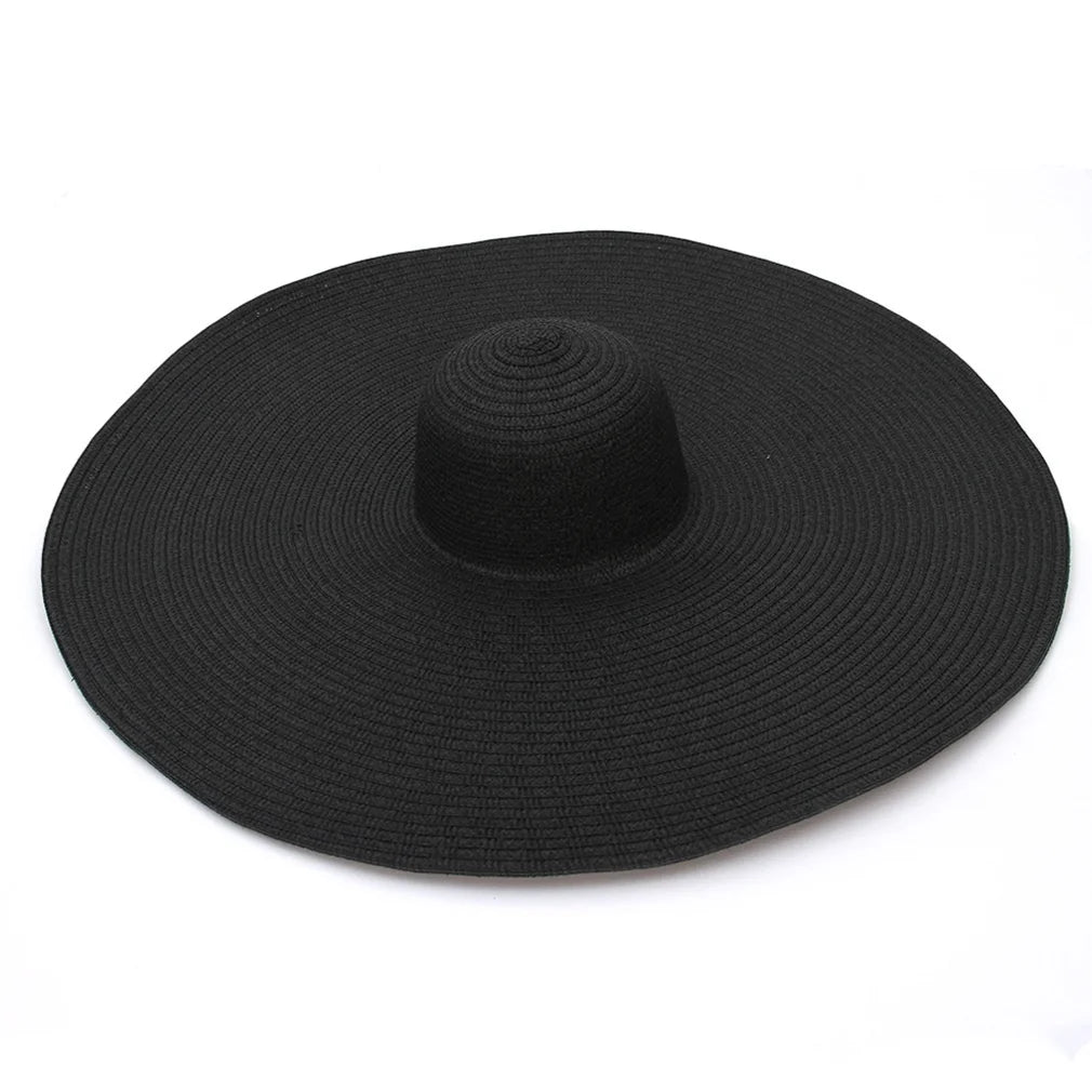 25CM Elegant Women Large Brim Sun Hat Outdoor Travel Hollow Out UV Protection Derby Hat Summer Straw Hat