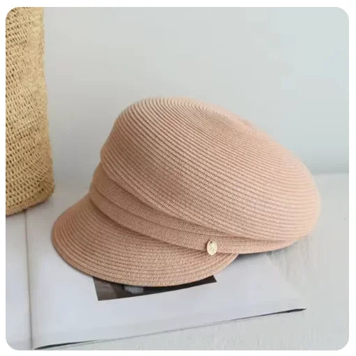 Fashionable octagonal hat Asymmetric straw woven hat for women summer designer fashion avant-garde casual hat