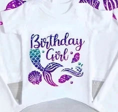 Fashion Mermaid Theme T Shirt Lovely Birthday Girl T-shirt Funny Family Matching Outfits Set Summer Women Men Cotton T shirt Top