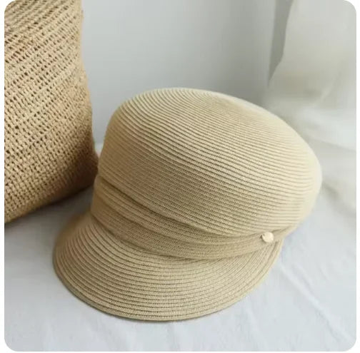 Fashionable octagonal hat Asymmetric straw woven hat for women summer designer fashion avant-garde casual hat