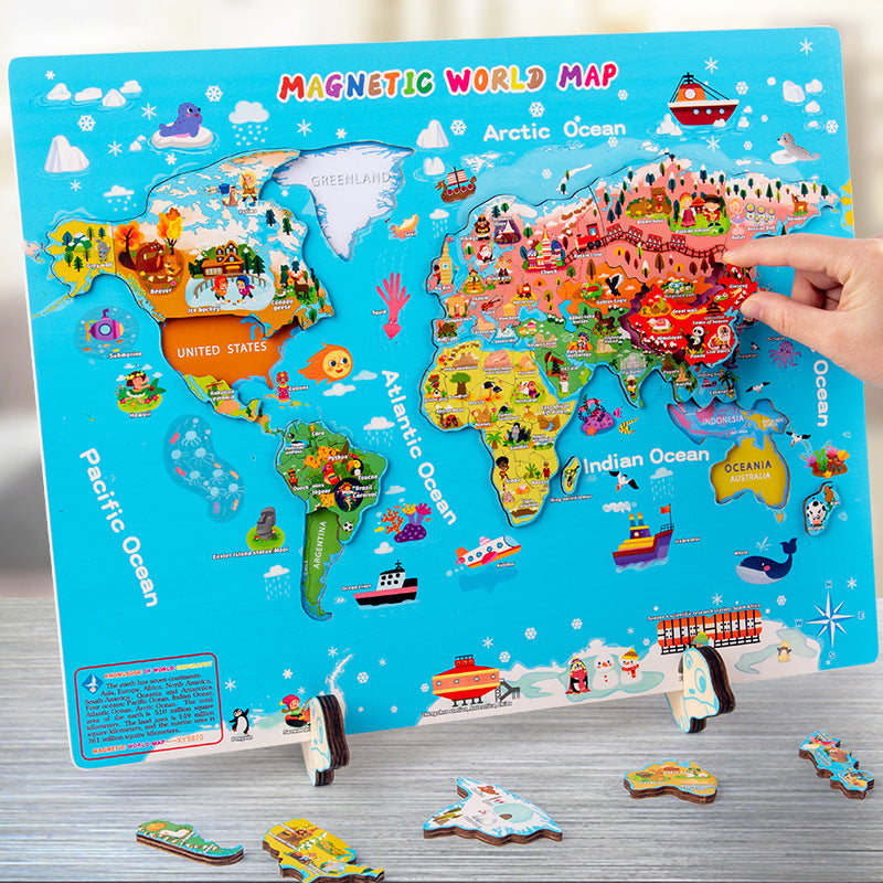 Children Educational Toys World Map Wooden