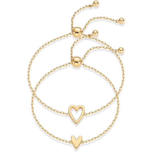 Women's Hollowed Heart Shape-shaped Pendant Two-piece Set Bracelet