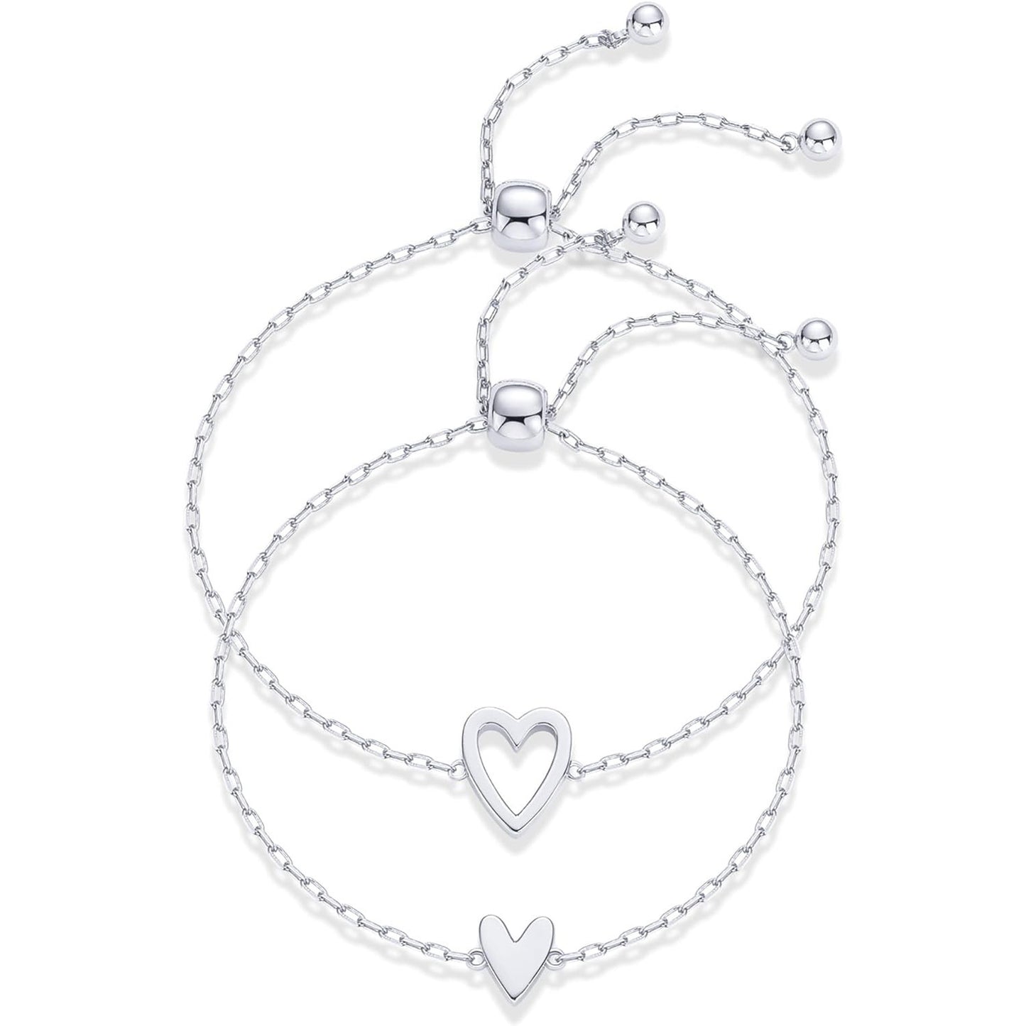 Women's Hollowed Heart Shape-shaped Pendant Two-piece Set Bracelet