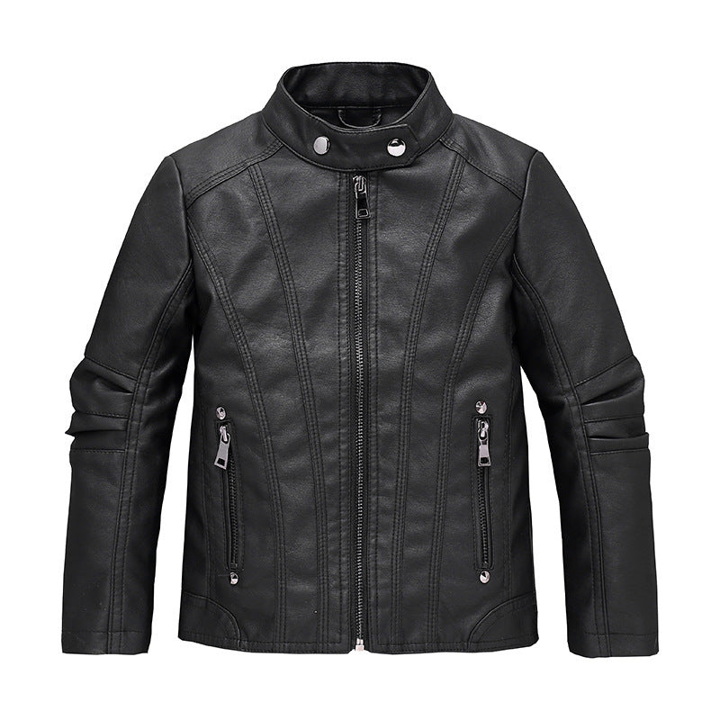 Children's Clothing Children's Leather Boys And Girls Motorcycle Jacket New European And American Children Medium And Big Children Fashionable Jacket