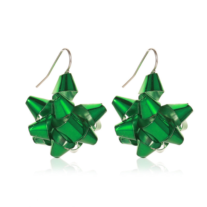 Christmas Snowflake Ribbon Earrings Cartoon Bell Christmas Gift