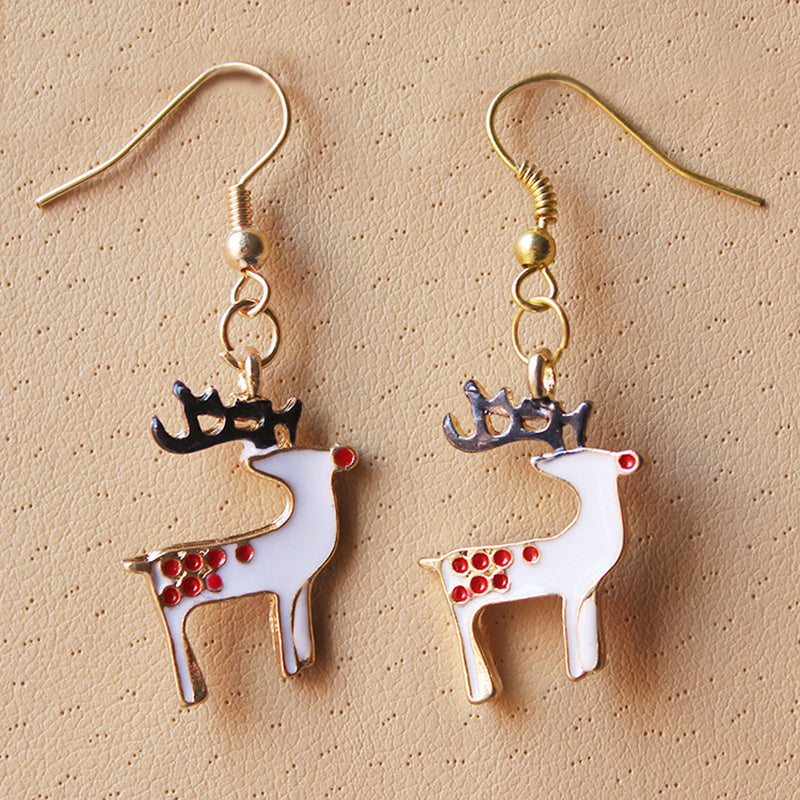 Christmas Snowflake Ribbon Earrings Cartoon Bell Christmas Gift