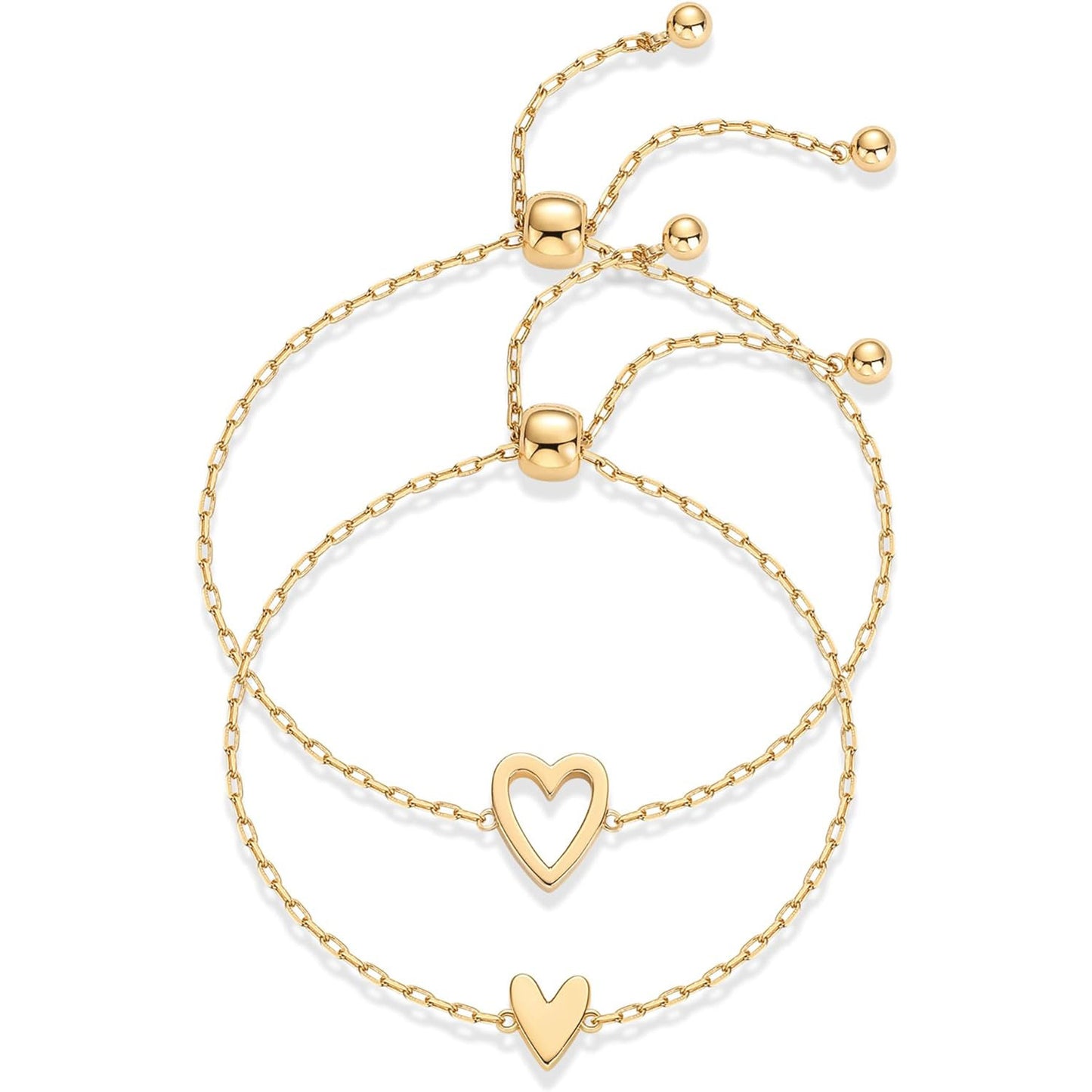 Women's Hollowed Heart Shape-shaped Pendant Two-piece Set Bracelet